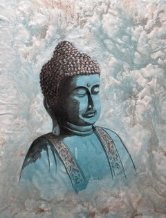 Buddha e Zen - Dipinto di grande formato, originale, Pittura, Acrilico su tela