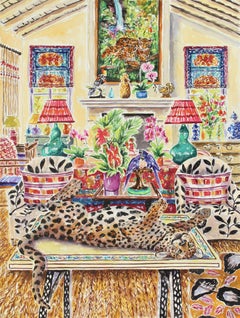 Le chat sur la table, peinture, aquarelle sur papier