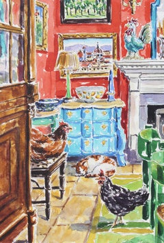 Ein Moment am toskanischen Tisch, Gemälde, Aquarell auf Papier