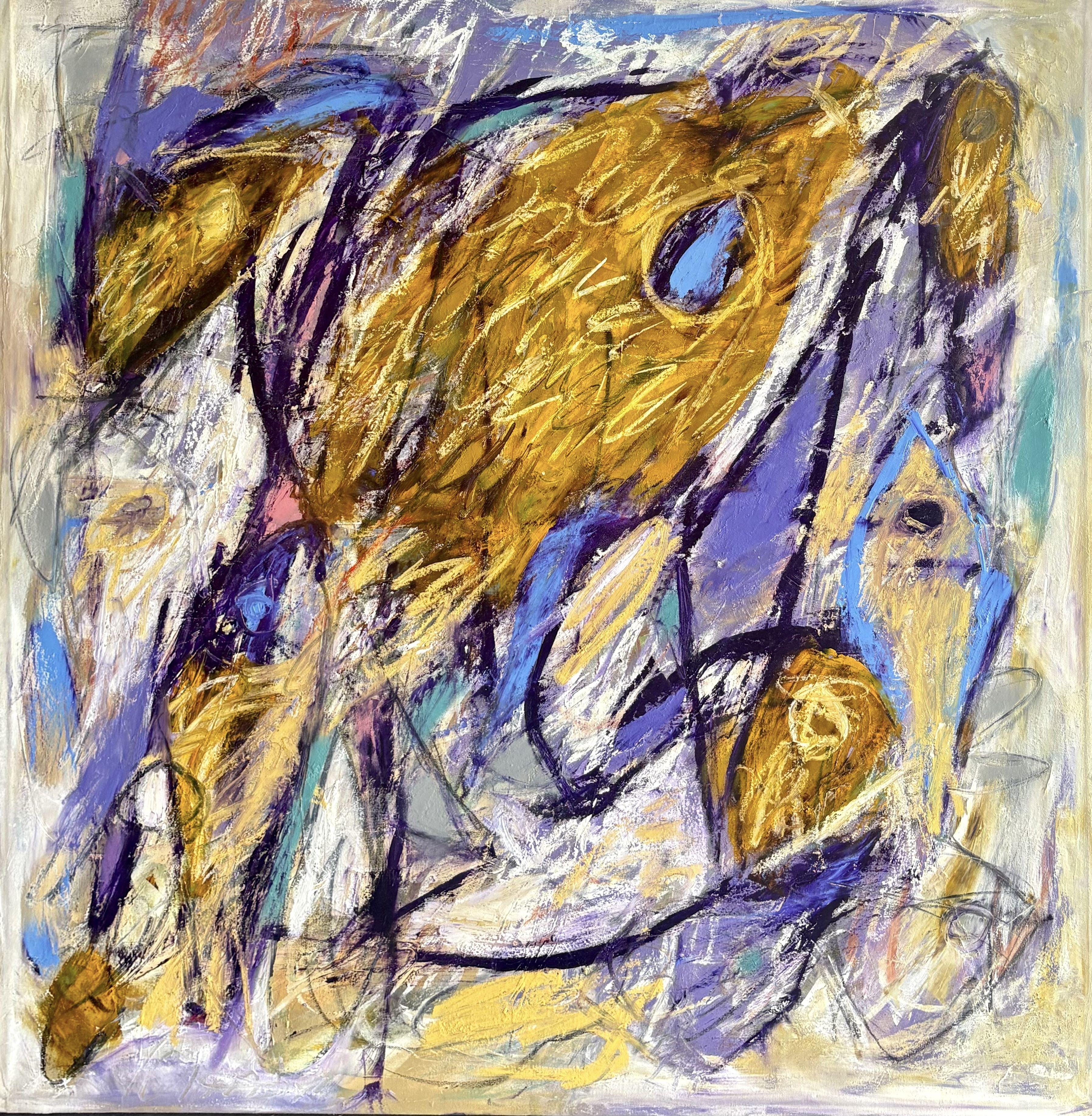 Les poisssons, Painting, Oil on Canvas - Art by Laurent Proneur
