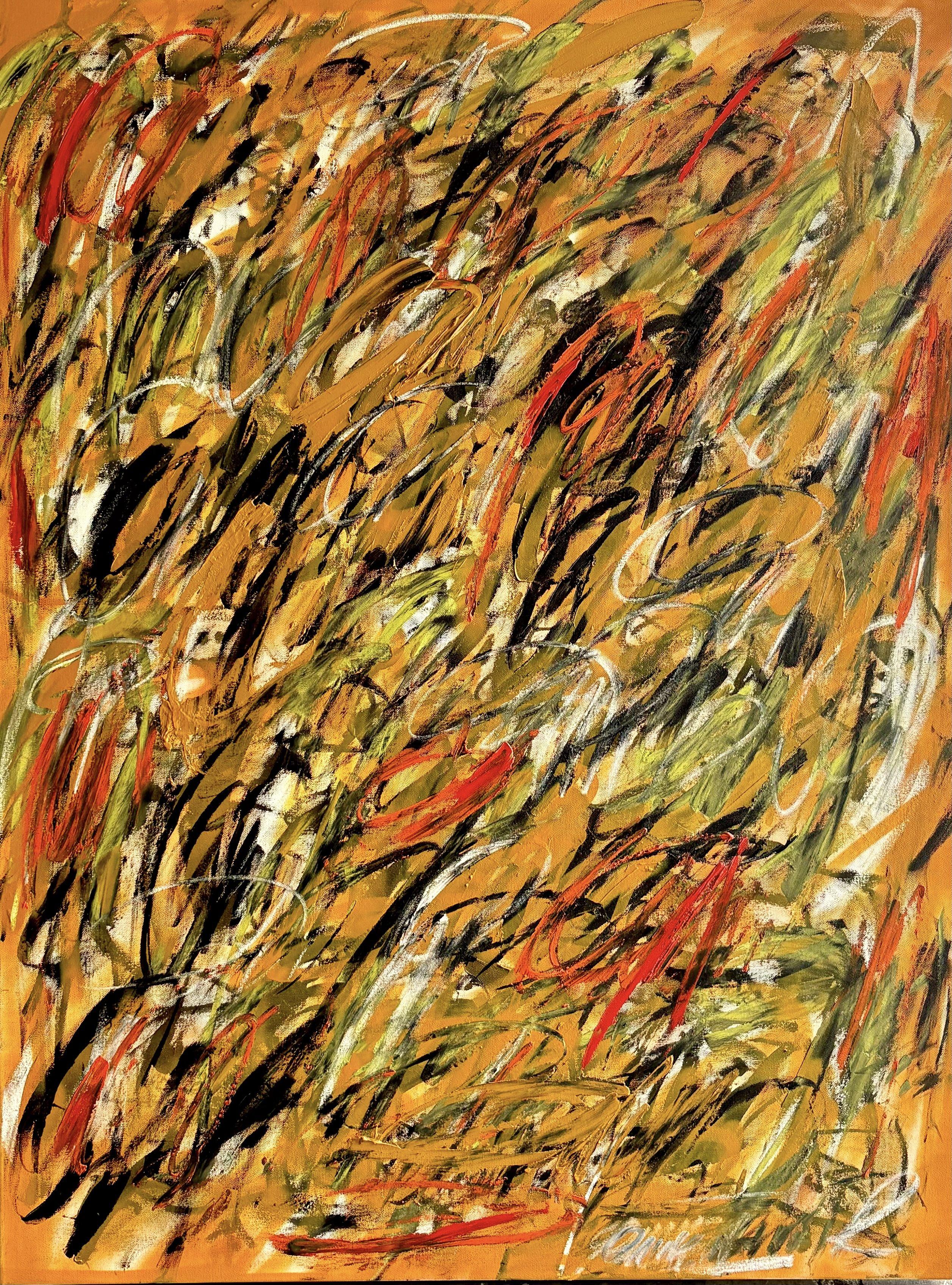 Poeme mandarine, Painting, Oil on Canvas - Art by Laurent Proneur