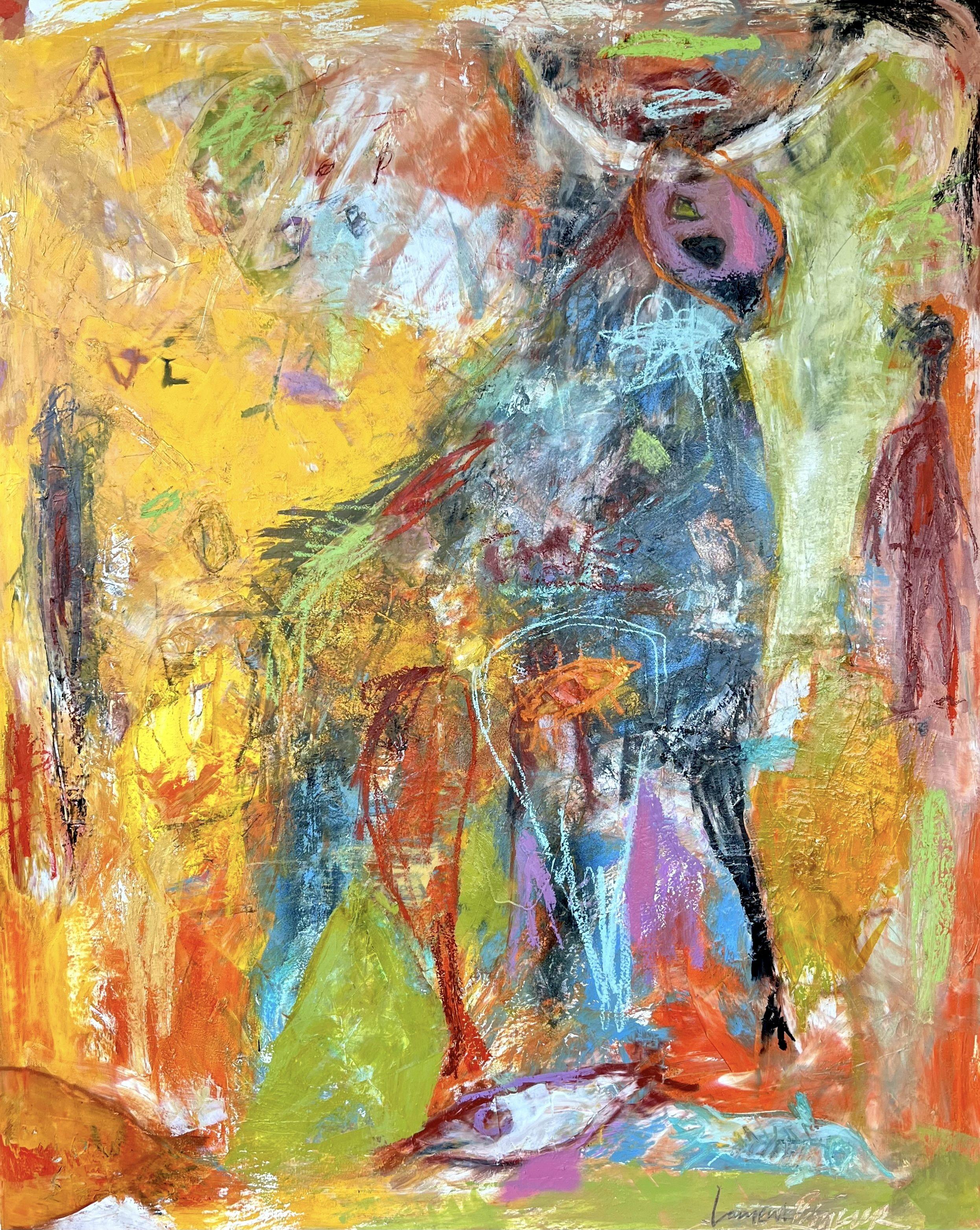 «El animal», pintura, óleo sobre lienzo - Art de Laurent Proneur