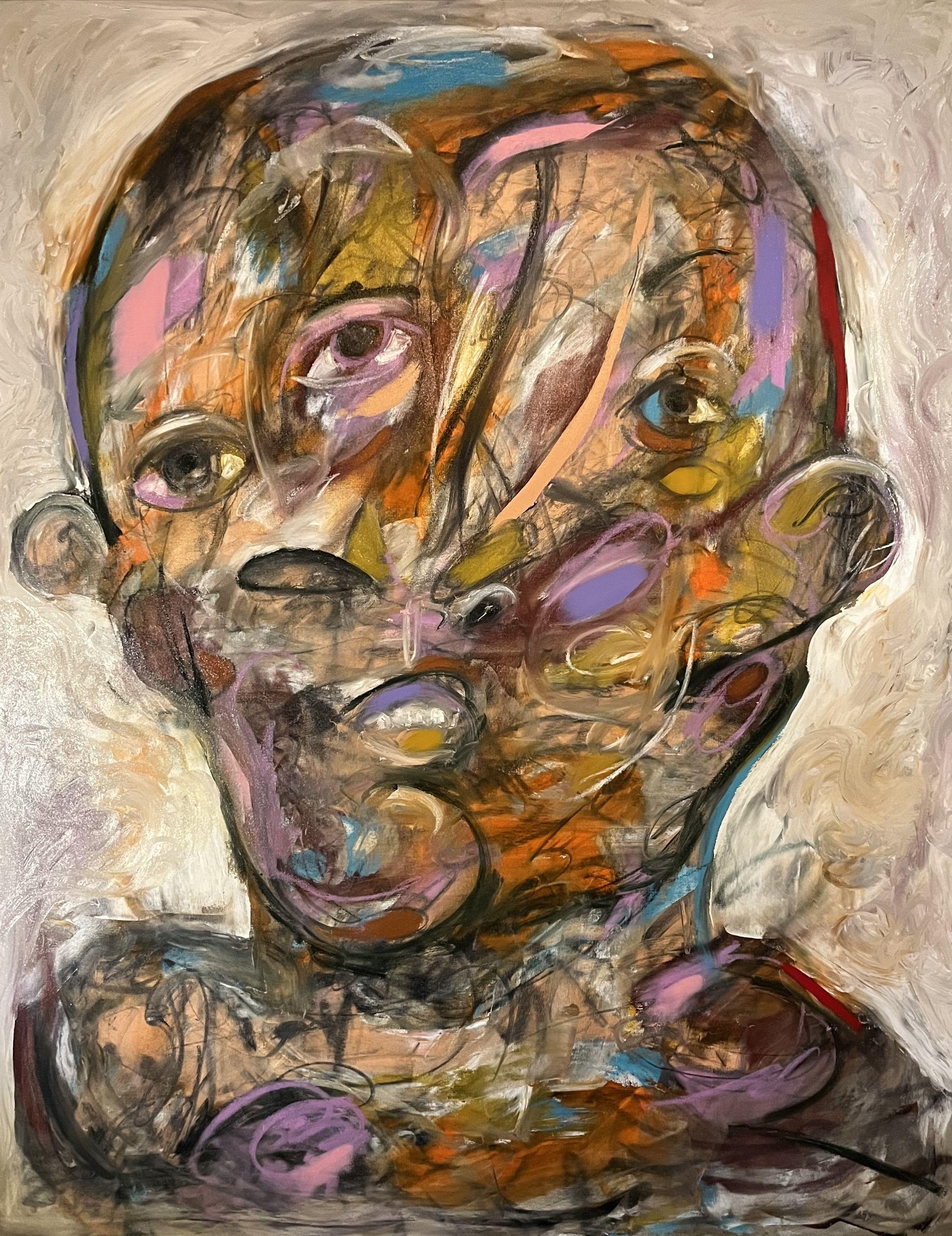 Portrait of a worry man, Painting, Oil on Canvas