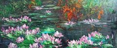 Colorful Water Lily, Painting, Acrylic on Canvas