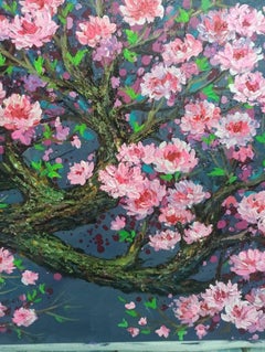 Flor de melocotón, Pintura, Acrílico sobre lienzo