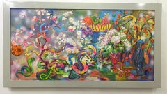 The Snake Family and Spring, Painting, Acrylic on Canvas