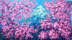 Il Monte Fuji in primavera, Dipinto, Acrilico su tela