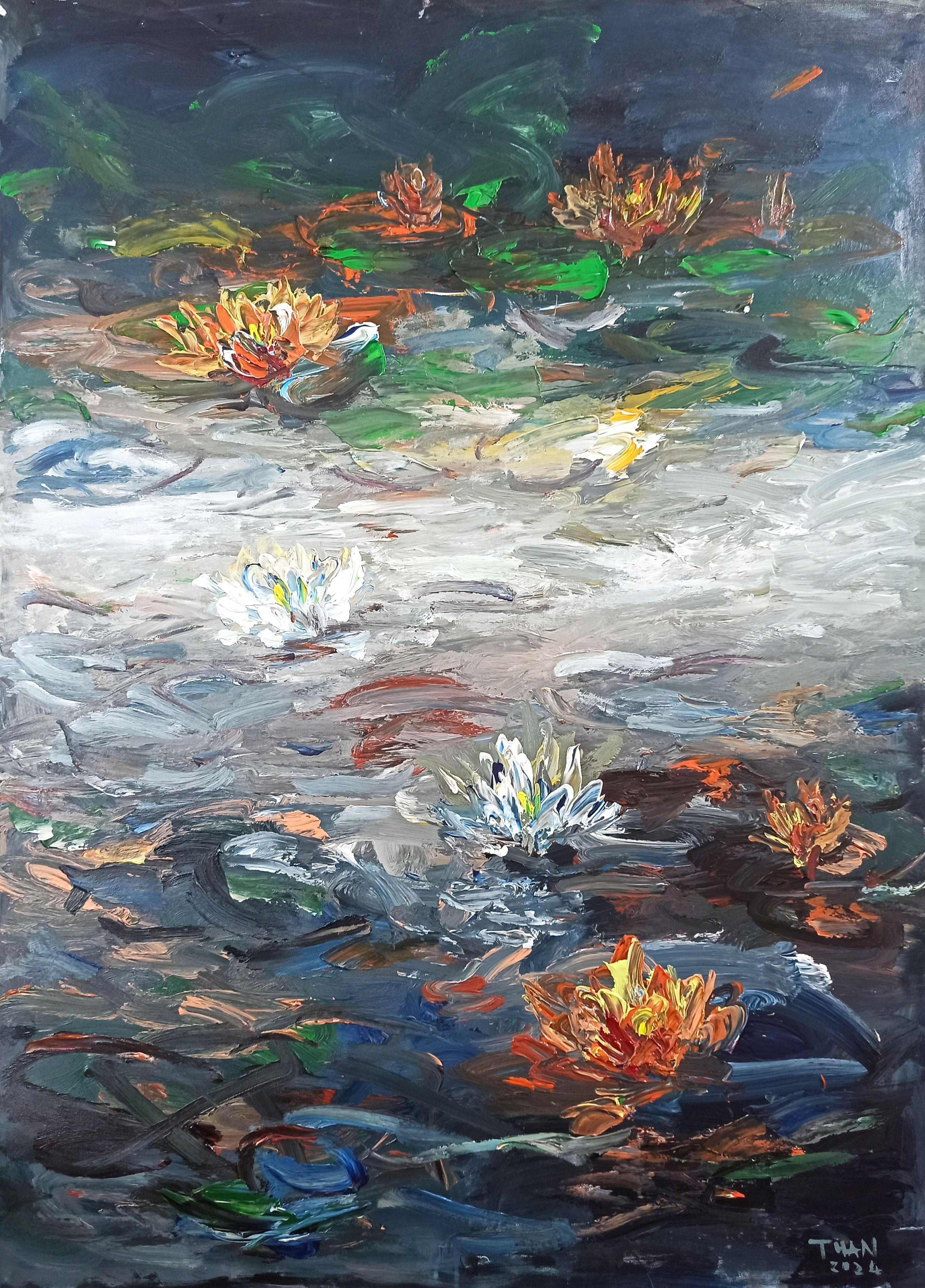 Lilly pond, Painting, Acrylic on Canvas - Art by LE ANH TUAN