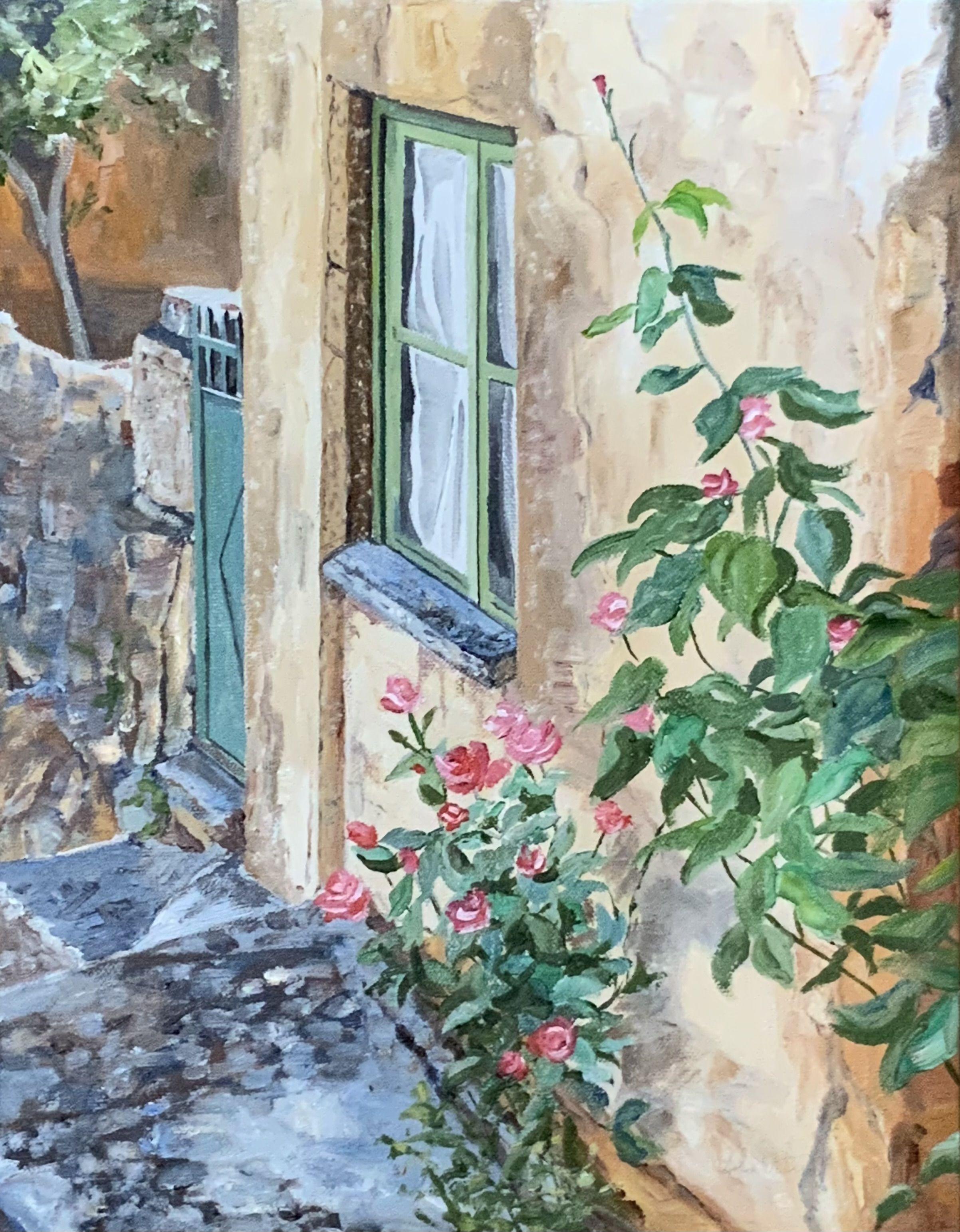 Das grüne Fenster, Gemälde, Öl auf Leinwand – Art von Leslie White