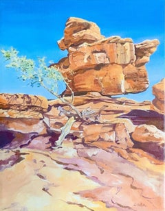Balanced Rock and One Seed Juniper, Painting, Oil on Canvas