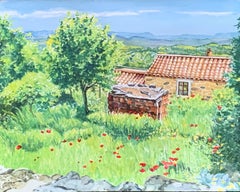 Springtime Poppies in Portugal, Painting, Gouache on Watercolor Paper