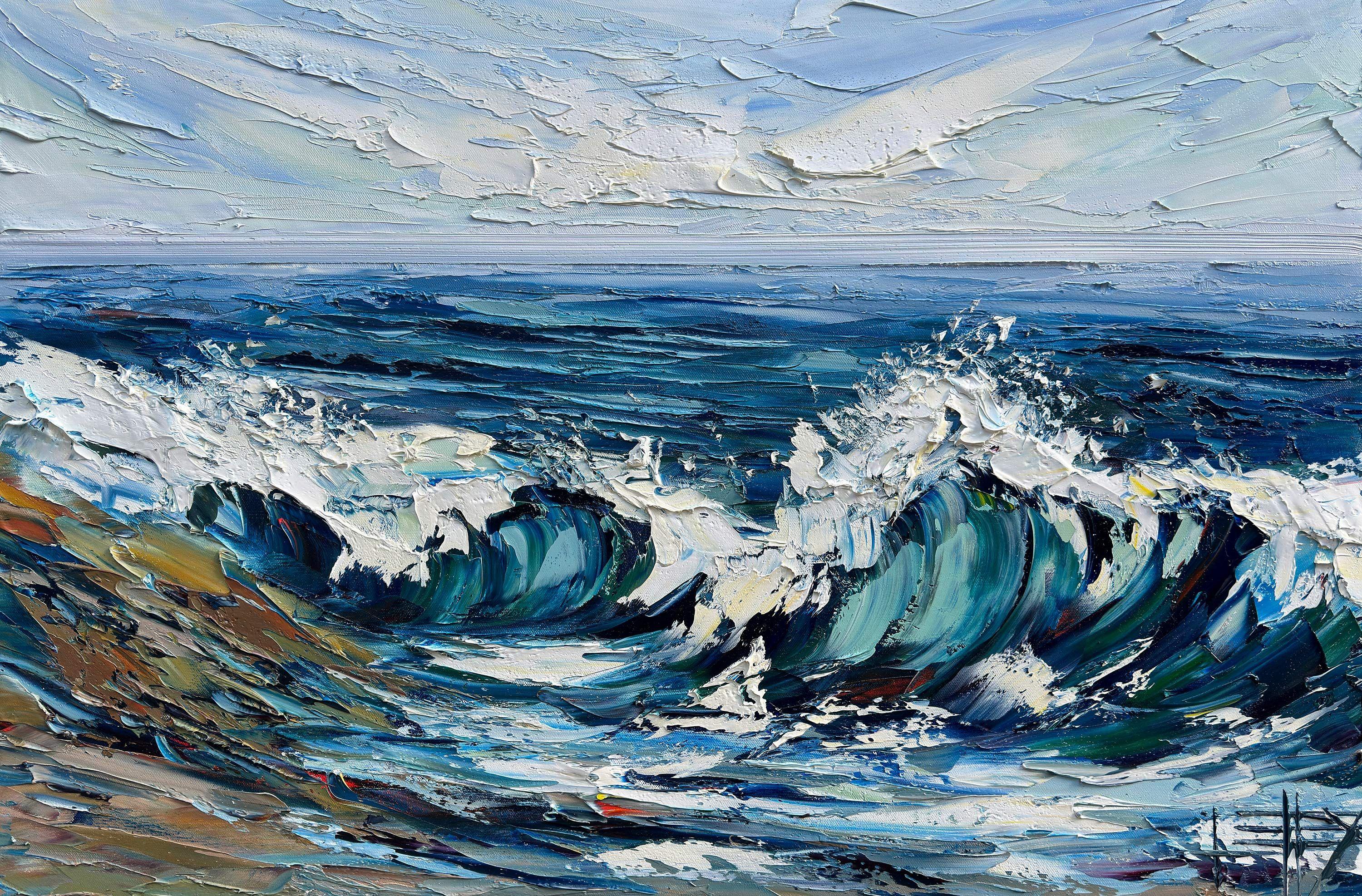 «Marea tranquila», pintura, óleo sobre lienzo - Art de Lisa Elley