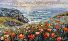 Where the Poppies Watch the Sea, Painting, Oil on Canvas