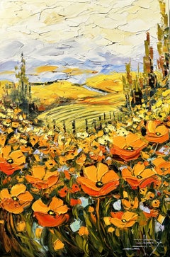 Poppies and Vine, Painting, Oil on Canvas