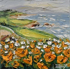 Poppies at Pebble Beach, Painting, Oil on Canvas