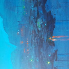 Hafen, Nacht, Gemälde, Acryl auf Leinwand
