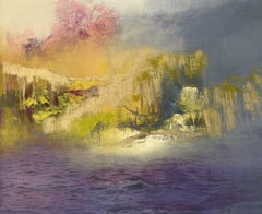 Goldenes Licht. „Ruhiges Wasser“, Gemälde, Öl auf Leinwand