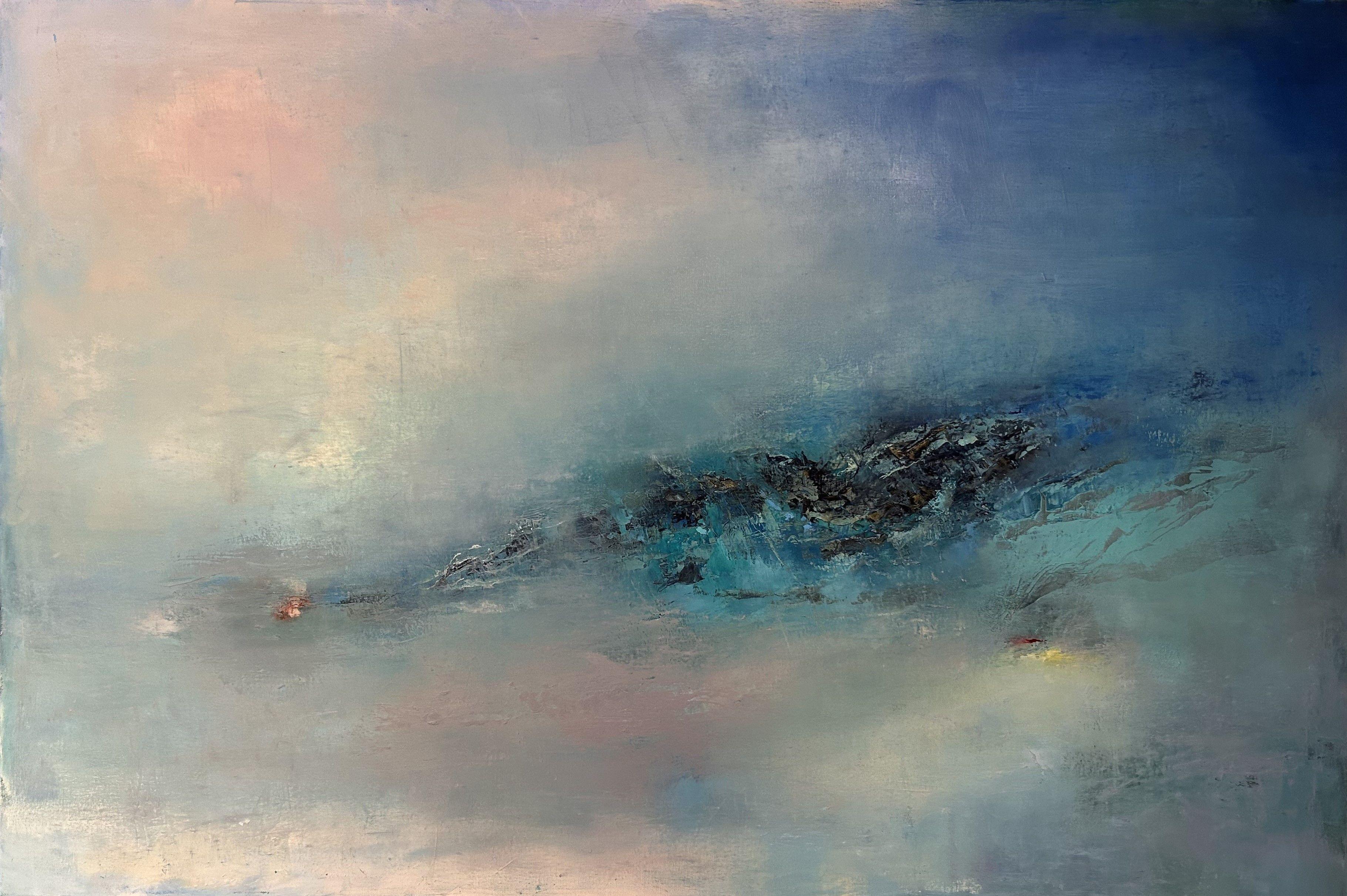 Landschaft in Blau, Gemälde, Öl auf Leinwand