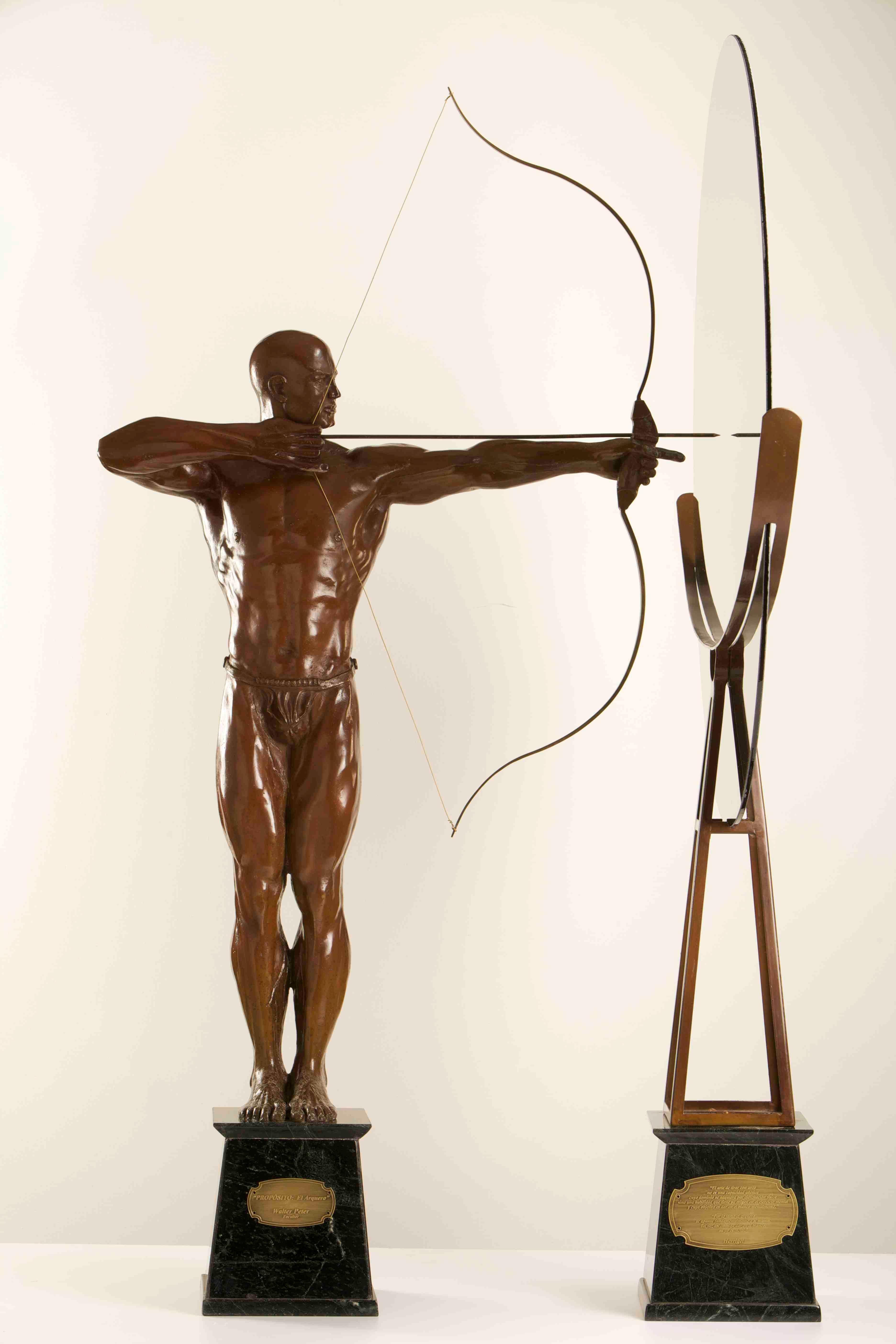 Purpose: The Archer by Walter P Brenner - Male Figure Bronze Sculpture, Allegory
