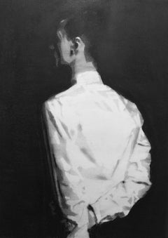 Untitled 1 de J. Delagrange - œuvre sur papier, noir et blanc, encadrée