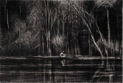 Pêcheur sur la rivière Marañon par Calo Carratalá - œuvre sur papier