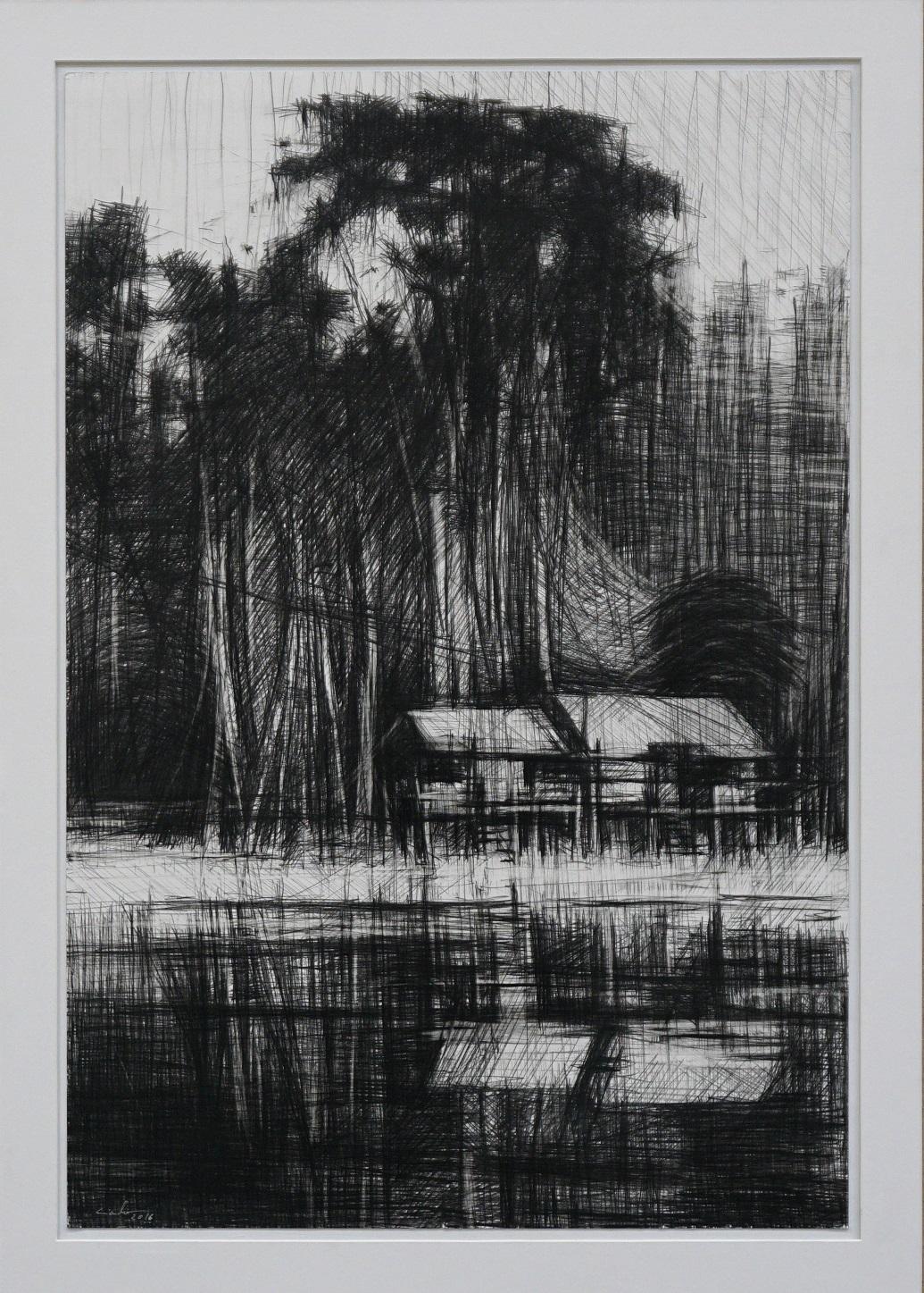 Selvas Negras n°4 by Calo Carratalá - Tropical forest landscape, work on paper For Sale 2