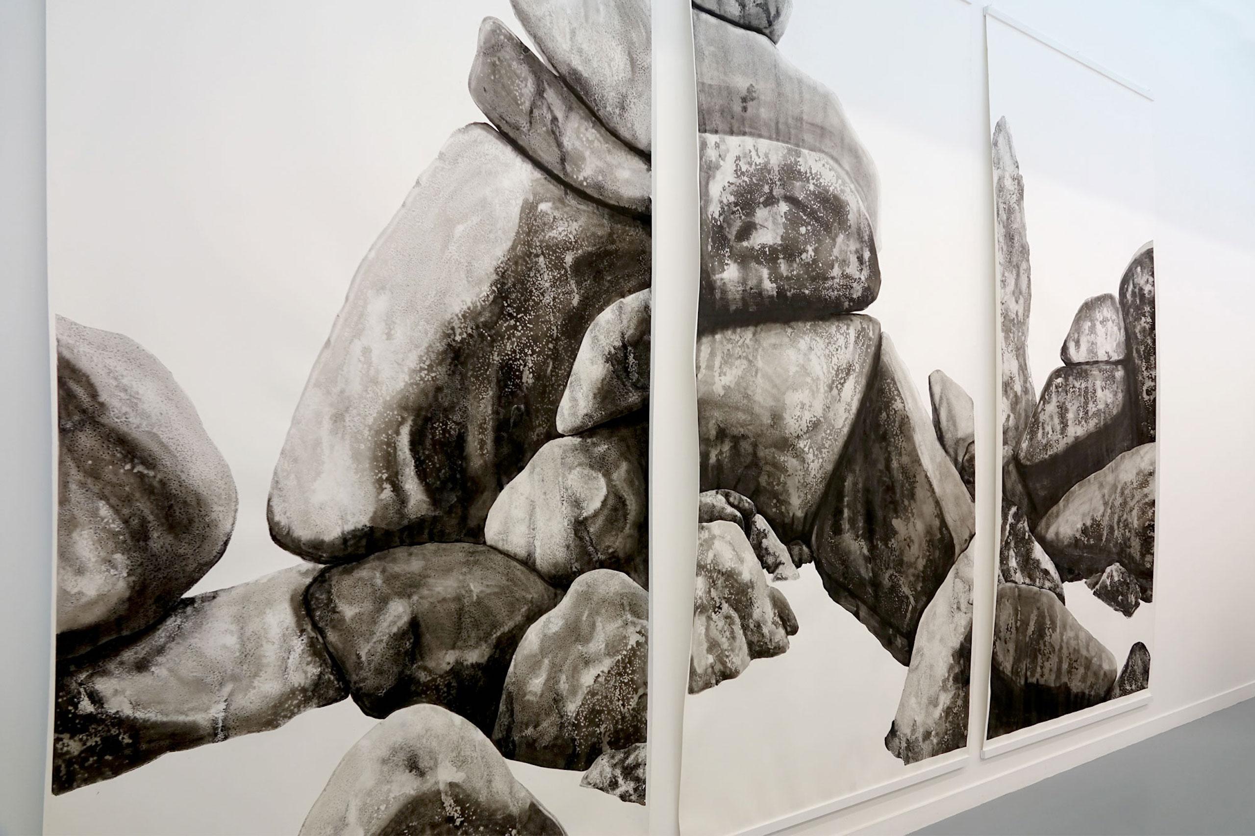 Promontories, On the Ground Triptych by Yann Bagot - Contemporary ink drawing For Sale 3