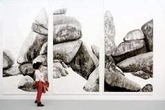 Promontoires, triptyque sur le sol par Yann Bagot - Dessin à l'encre contemporaine