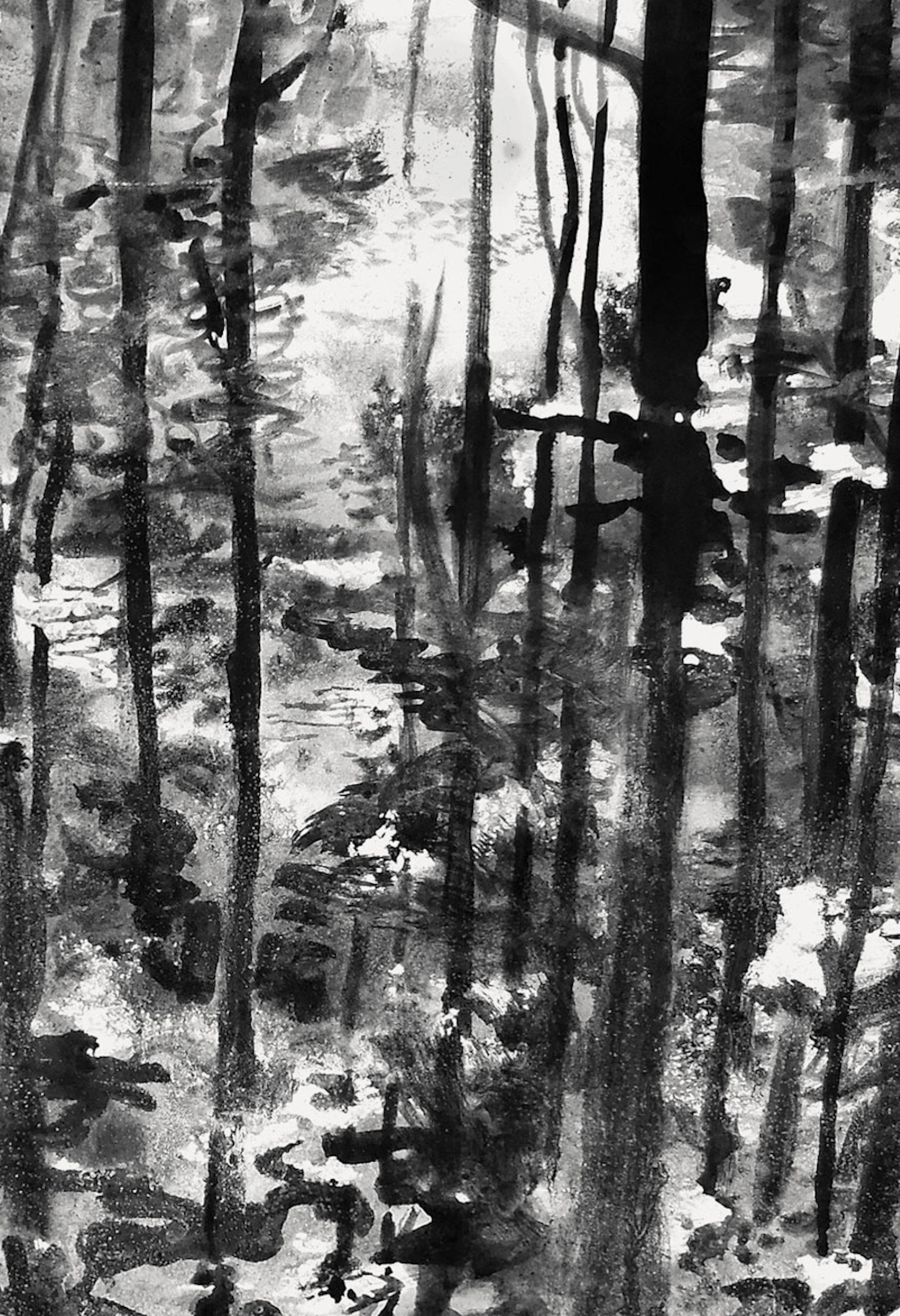 Fontainebleau #15 by Yann Bagot - Ink drawing, forest, black & white, nature For Sale 3
