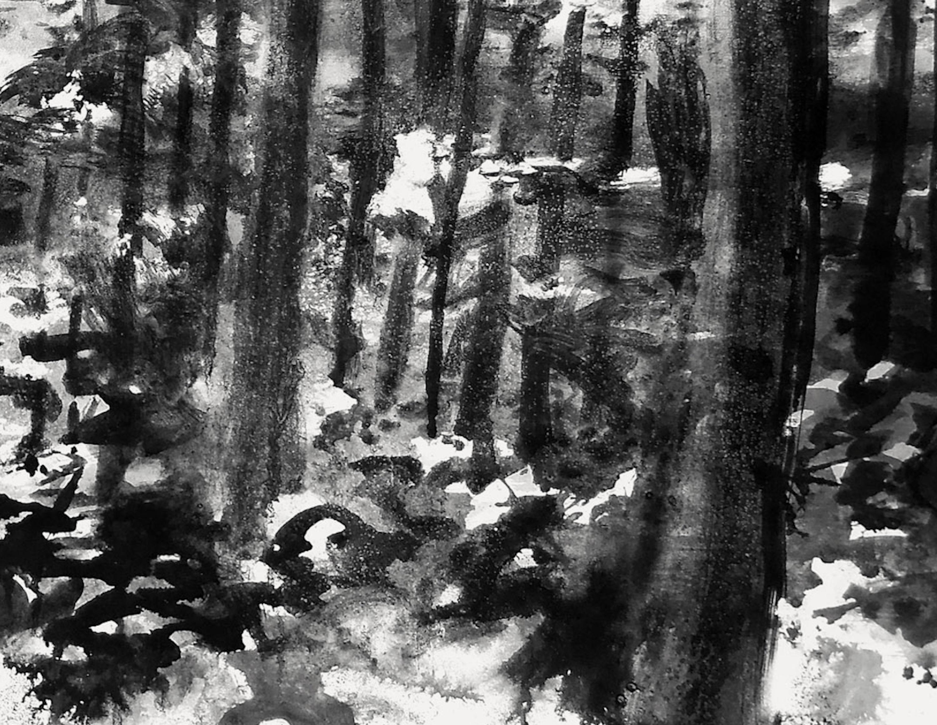 Fontainebleau #15 by Yann Bagot - Ink drawing, forest, black & white, nature For Sale 4