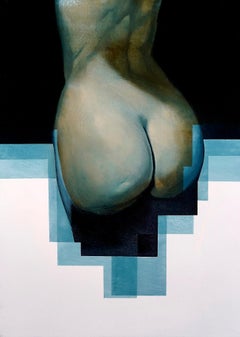 Entanglement XIII by Joachim van der Vlugt - Semi-abstract painting, woman, body