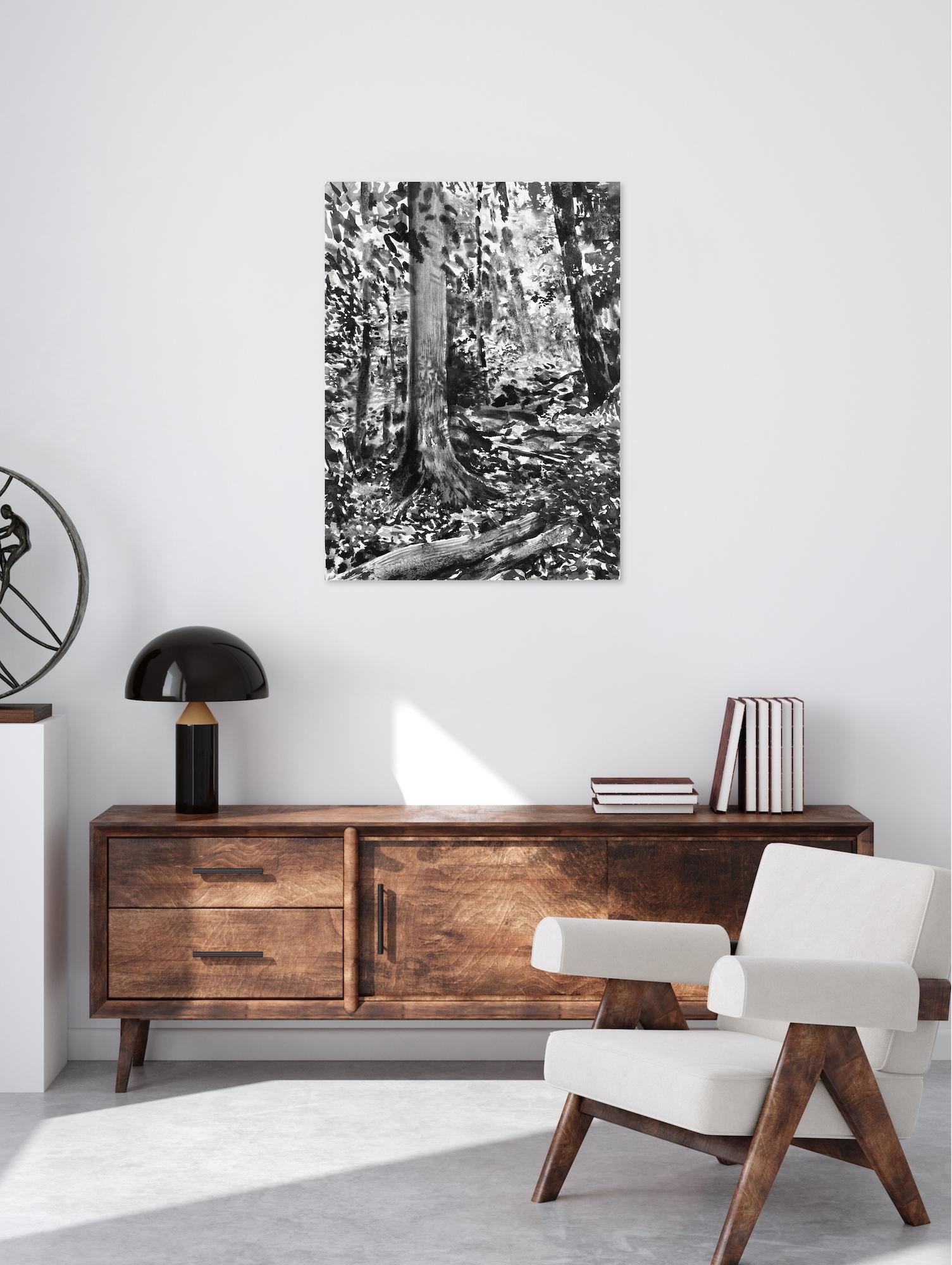 Forêt de Fontainebleau, été #24.01 par Yann Bagot - Dessin à l'encre contemporaine en vente 1