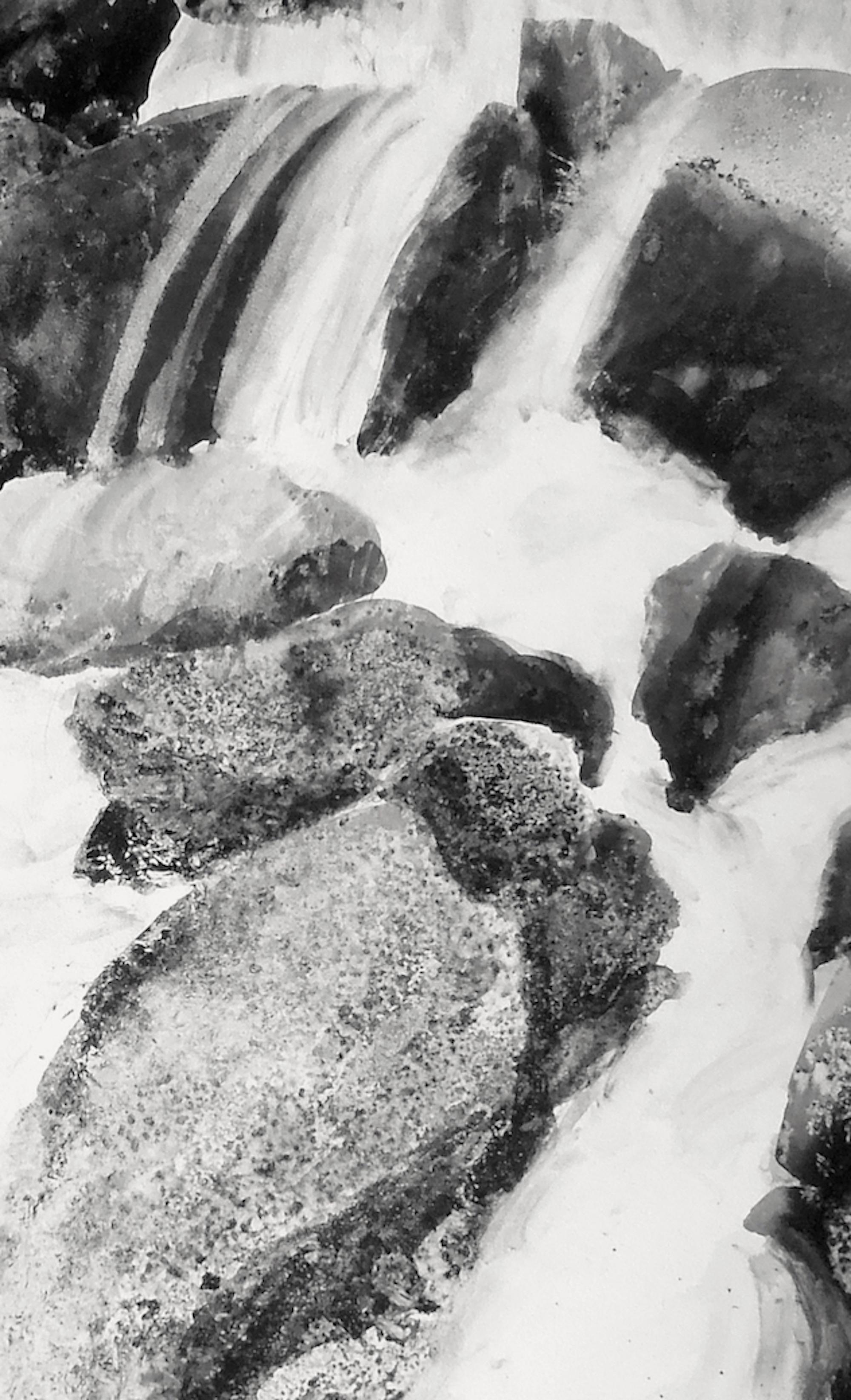 Eaux vives #02 par Yann Bagot - Dessin à l'encre, nature, rivière, énergie en vente 3