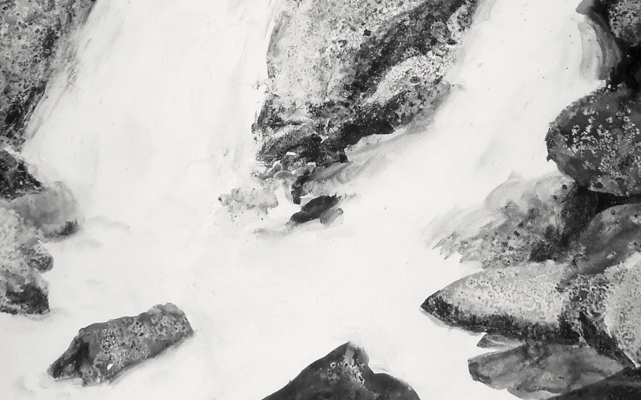 Eaux vives #02 par Yann Bagot - Dessin à l'encre, nature, rivière, énergie en vente 4
