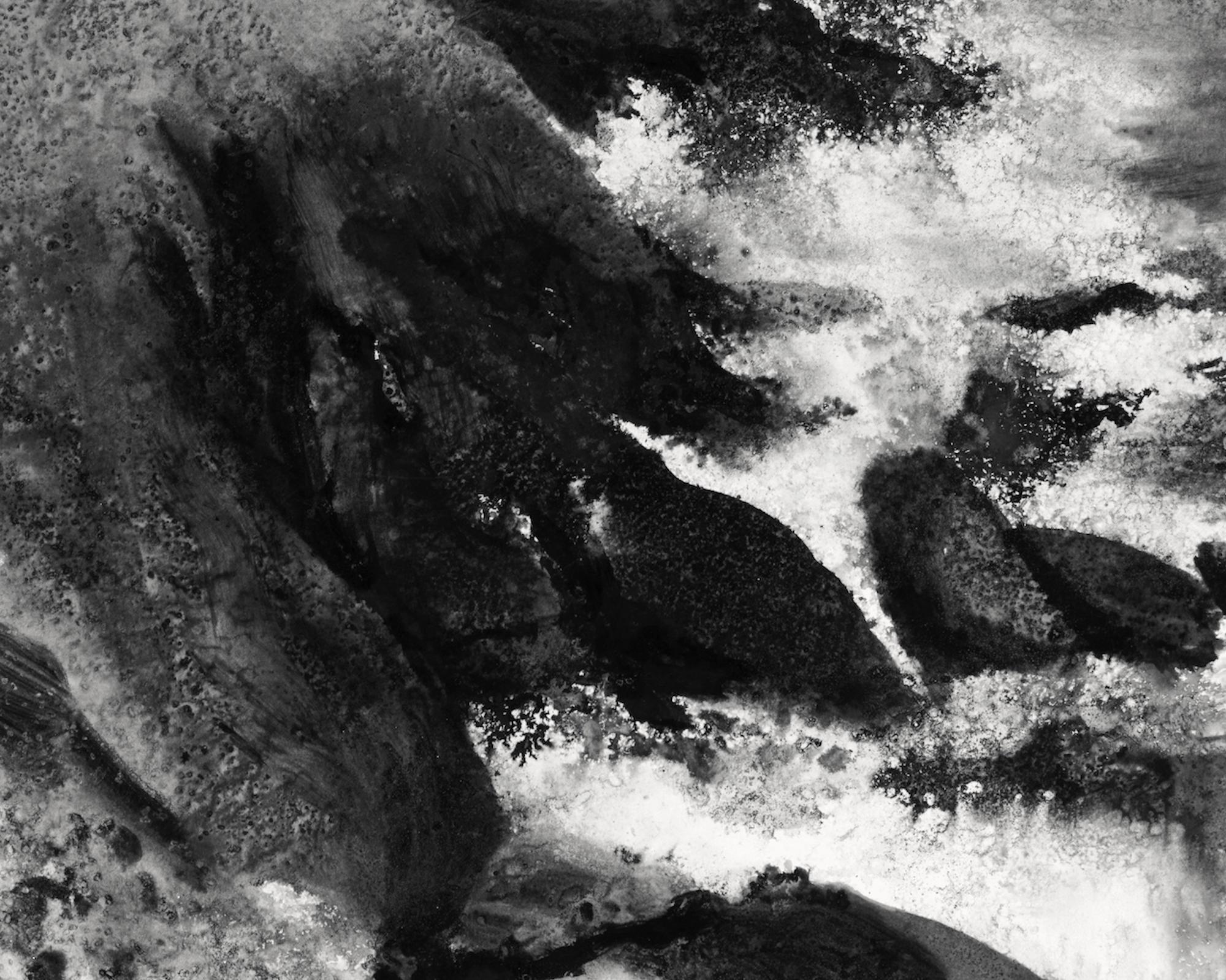 Cliffs, backwash (Pointe du Grouin #23.04) by Yann Bagot - Ink drawing, seascape For Sale 3