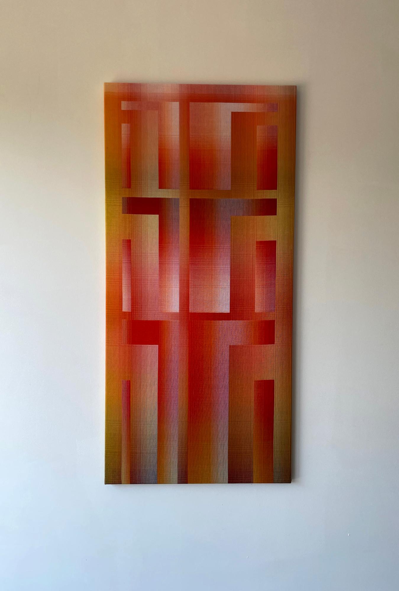 2024 I - 2 par Christiane Maurer - Art textile, couleurs vives, géométrique, tissé à la main en vente 2