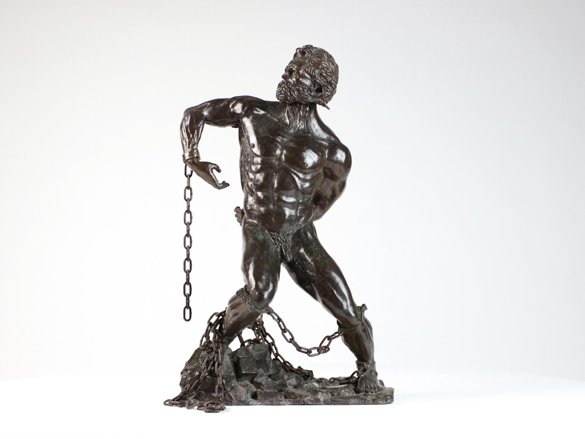 Walter Peter Brenner Figurative Sculpture - Prometheus Freed, Male Nude Bronze