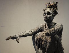 Plein la tête (with Barbara) - Female Portrait, Ceramic Sculpture