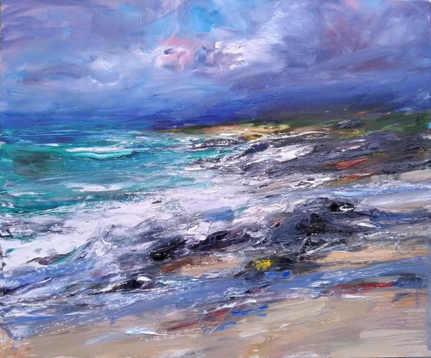 Jonathan Shearer Atlantic Swell Northern Shore Scottish Landscape Painting For Sale At 1stdibs