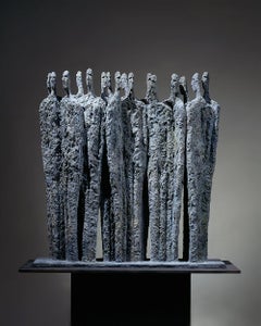 The Meeting by Martine Demal - bronze sculpture, group of human figures