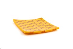 Bright Yellow and Orange Abstract Glass Objet - unique original artwork
