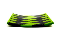 Modernist Abstract Art Objet - unique original artwork fused glass - lime green