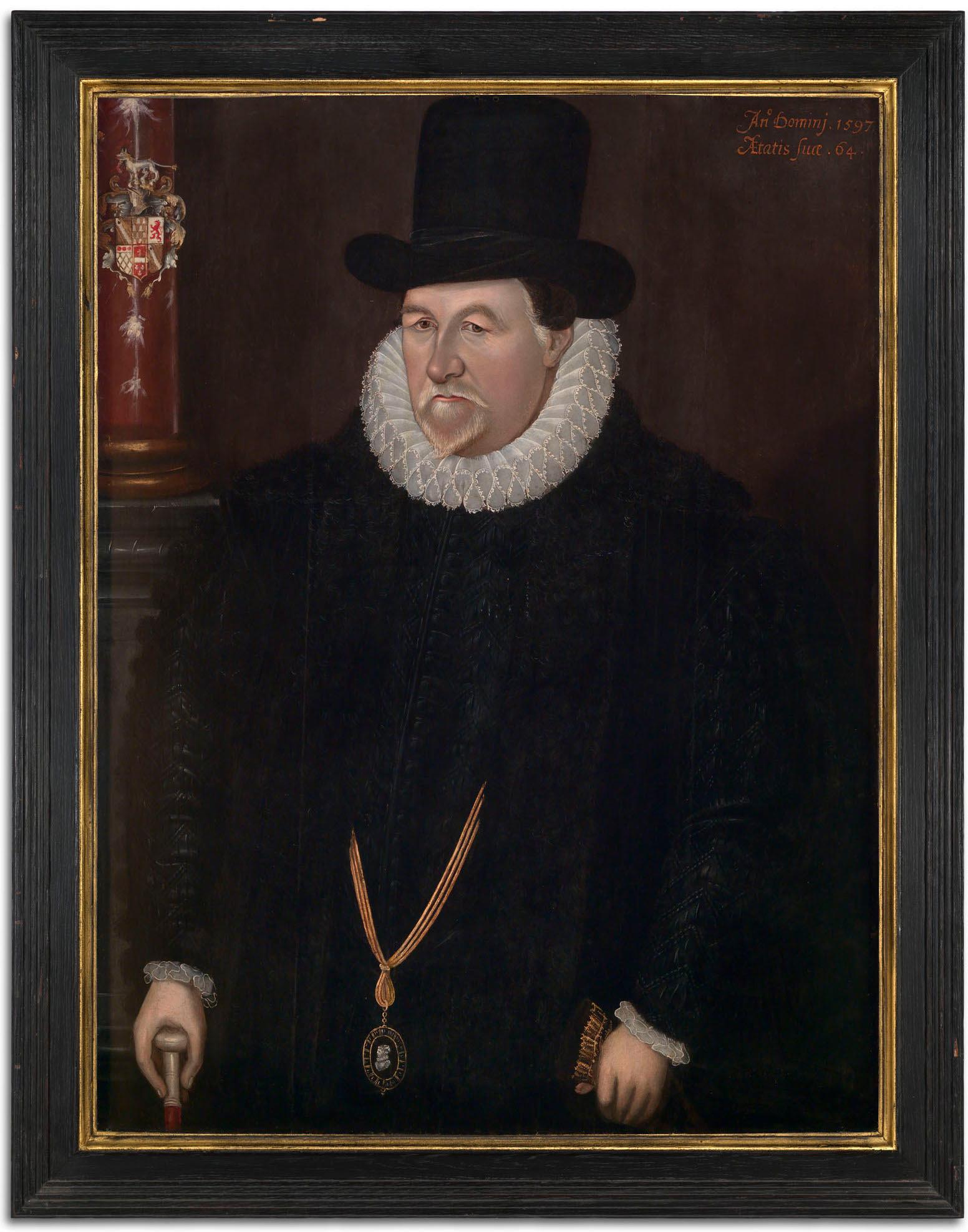 Sir John Fortescue An Elizabethan Portrait of A 17th Century English Statesman  - Painting by Unknown