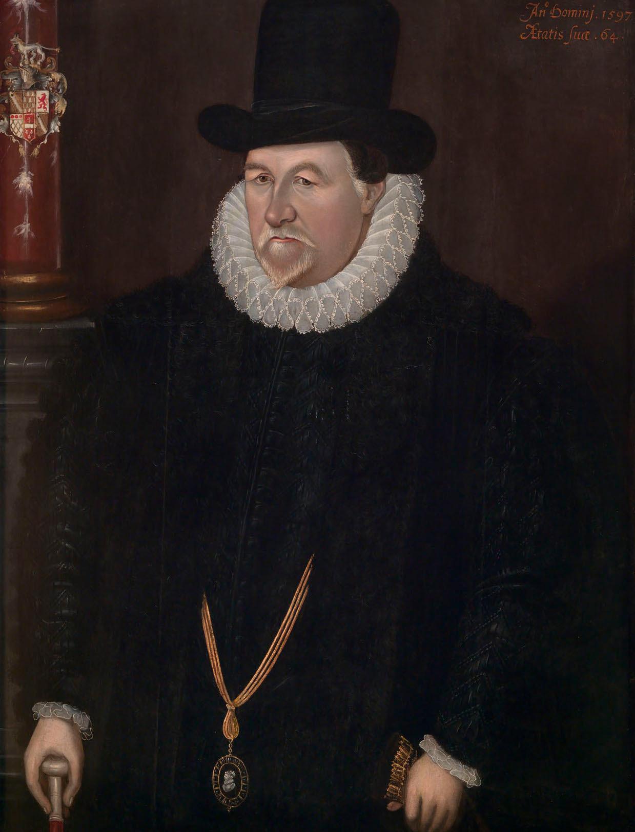 Sir John Fortescue An Elizabethan Portrait of A 17th Century English Statesman  - Medieval Painting by Unknown