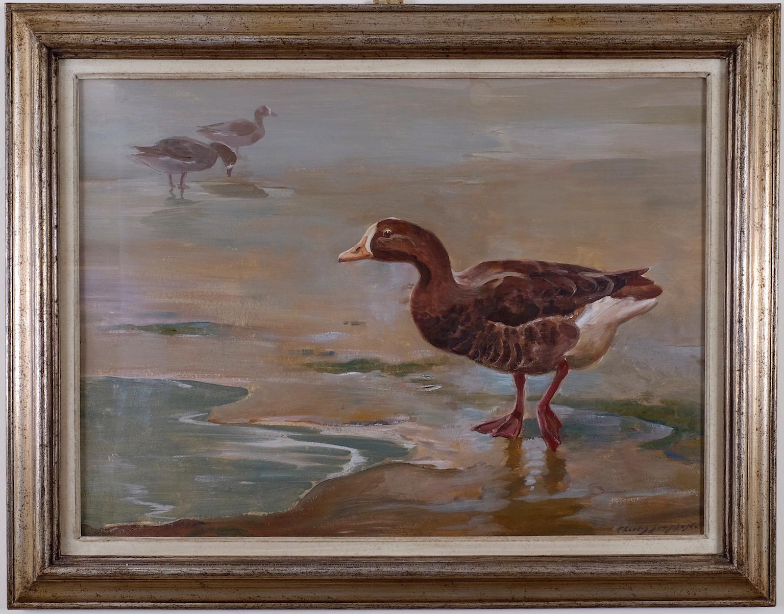Greylag Goose An English 20th Century seascape - Painting by Charles Simpson 