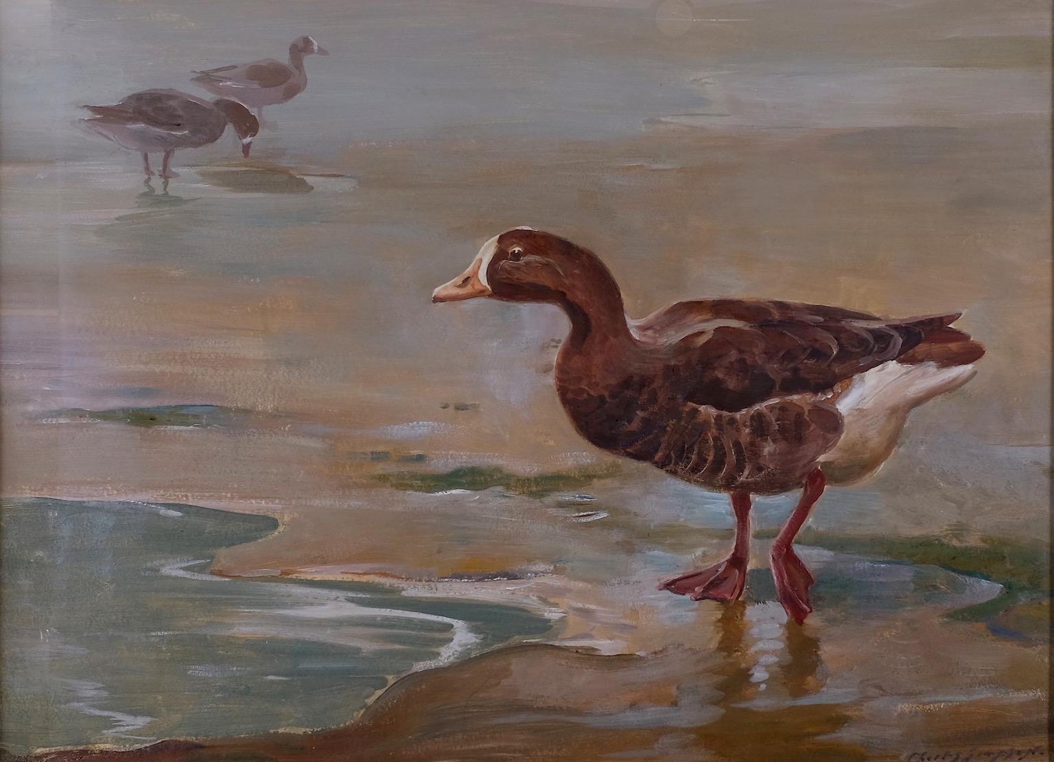 Charles Simpson  Animal Painting - Greylag Goose An English 20th Century seascape