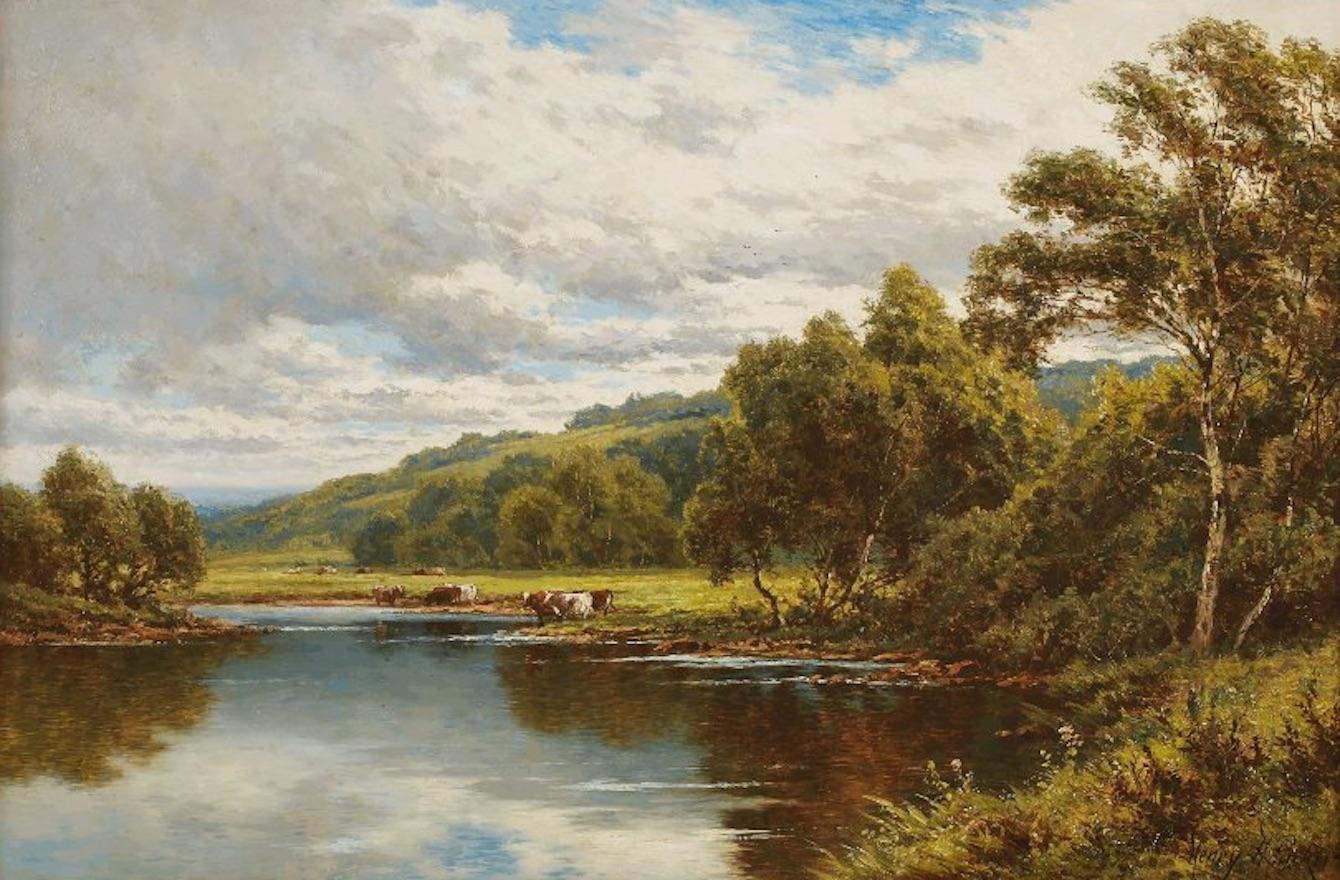 Henry Hillingford Parker  Landscape Painting - On The Severn