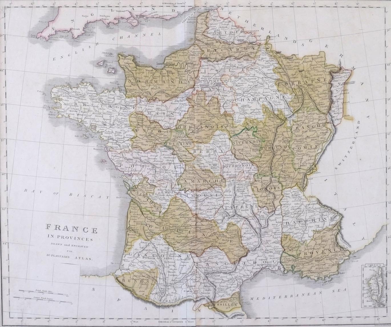 A Beautiful Antique Map of France 

56 x 65cm

In a lovely frame, this map of France is in excellent condition and details the French provinces. 
