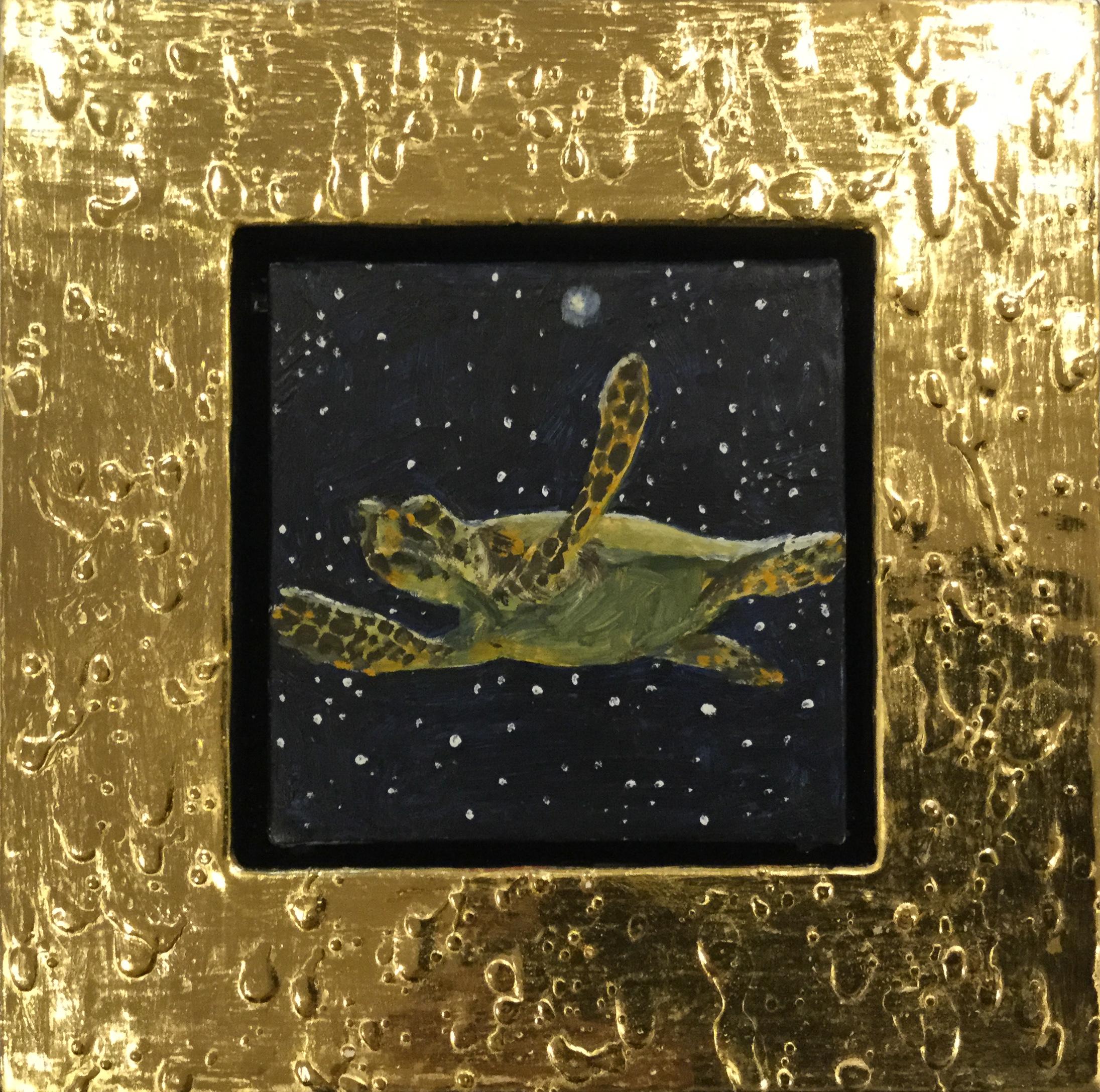 Julie Fleming-Williams Animal Painting - Turtle in space