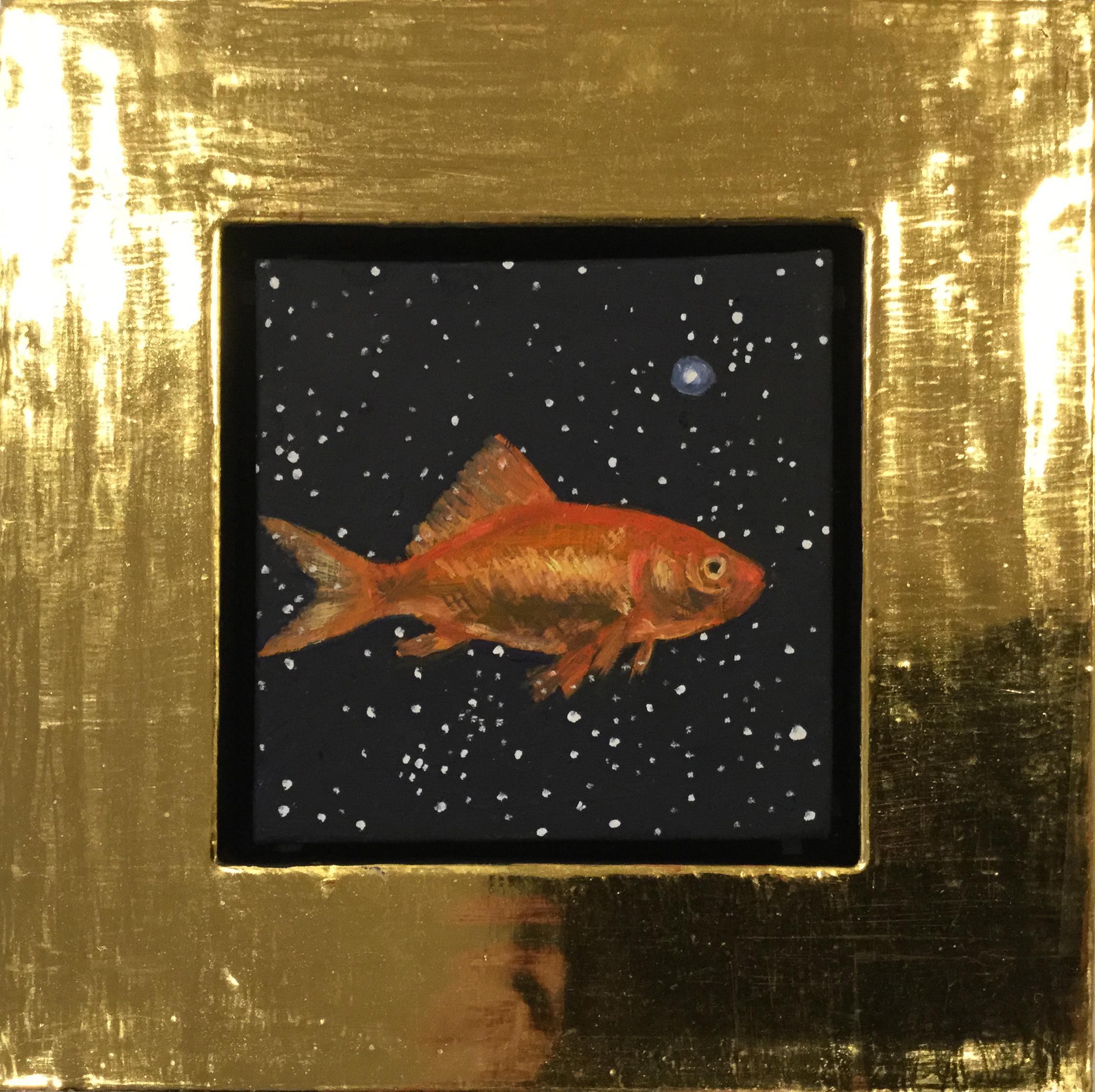 Julie Fleming-Williams Animal Painting - Goldfish by starlight